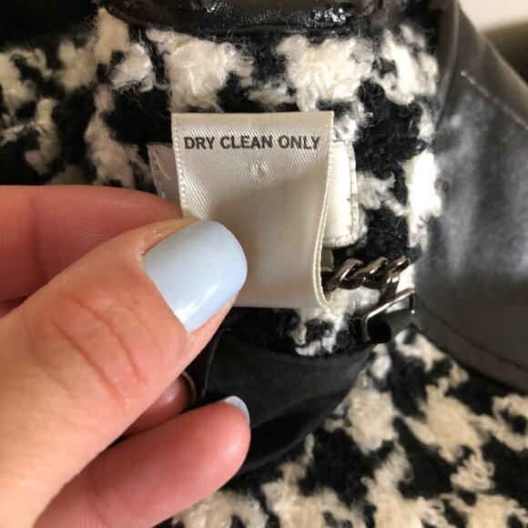 Cache Women's Size 2 Wool Blend Cropped Jacket Black White Houndstooth Blazer - Picture 9 of 9